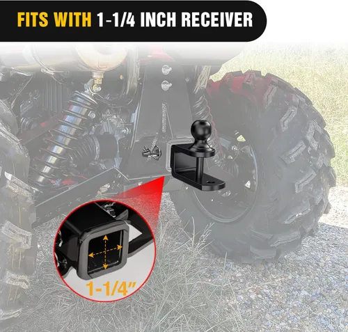 Vista 6 de Nilight - Soporte de enganche múltiple 3 en 1 ATV UTV Bola de 1-7/8 pulgadas se adapta a enganche receptor de 1-1/4 pulgadas nominal de 2000
