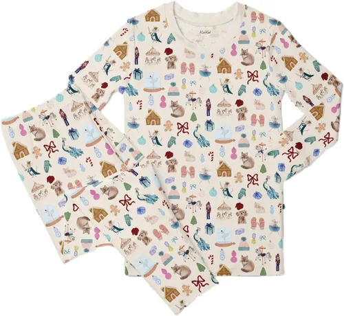 Vista 68 de KicKee Pants Conjunto de pijama de manga larga con estampado de piezas 90's Plaid