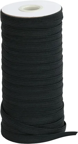 Vista 9 de Banda elástica plana para costura, 1/2 pulgada, 50 yardas de alta elasticidad, cordón elástico negro, cuerda elástica de punto para coser