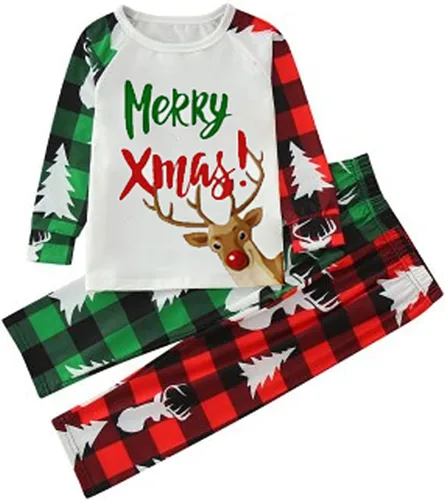 Vista 4 de Pijamas de Navidad para la familia, conjunto de pijamas de Navidad a juego para la familia, pijamas de Navidad para la familia