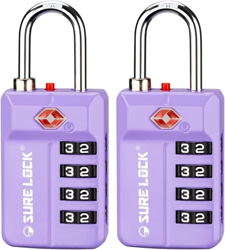 Vista 17 de SURE LOCK Cerradura de combinación reiniciable de 4 dígitos aprobada por la TSA con alerta abierta, diales de fácil lectura, para equipaje 17021ALL