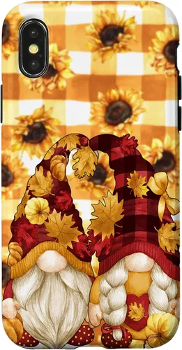 Vista 5 de iPhone 16 Autumn Fall Gnome Pumpkin Buffalo Plaid Pattern Sunflower Case
