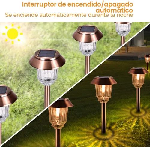 Vista 2 de XMCOSY Luz solar de camino – Set de luces LED de paisaje automáticas (2 unidades), cubierta de cristal impermeable, brillo, luz blanca cálida