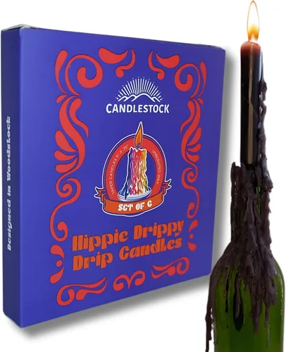 Vista 10 de Candlestock Hippie Drippy Drip Candles - Paquete de 6 velas de goteo para botellas de vino (verde)