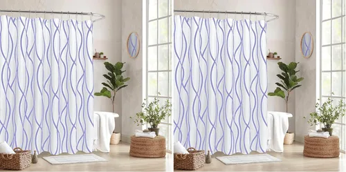 Vista 32 de Biscaynebay - Cortinas de tela texturizada a cuadros para baño
