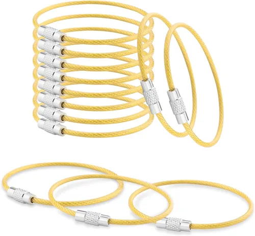 Vista 23 de 100 paquetes de llaveros de cable grandes de 6" con anillo de llavero de metal en masa para etiquetas de equipaje al aire libre (GRUESO: 2MM)