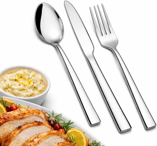 Vista 7 de 24-Piece Silverware Set, Flatware Set for 8, Food-Grade Stainless Steel Tableware Cutlery Set, Mirror Finished Utensil Sets for Home Restaurant