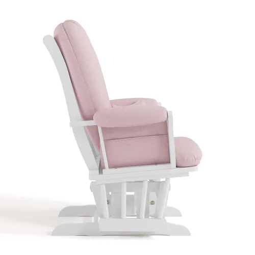 Vista 12 de Storkcraft Tuscany - Mecedora y Otomana Personalizada con Almohada Lumbar Gratis (Remolino Blanco/Rosa Rubor) – Silla Mecedora de Lactancia Cómoda