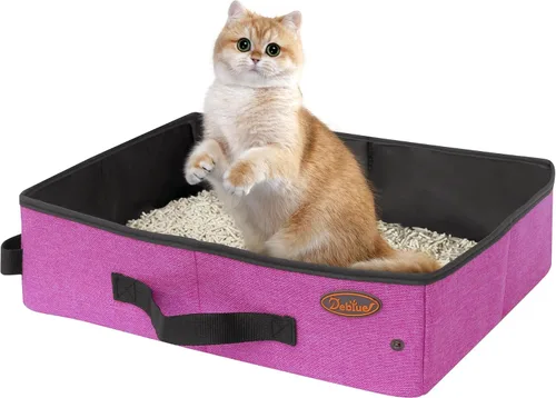 Vista 9 de Deblue Caja de Arena Portátil de Viaje para Gatos con Tapa, A Prueba de Fugas y A Prueba de Agua, Caja de Arena Ligera para Gatos para Carro, Viaje