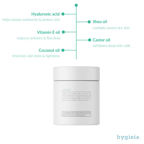 Vista 2 de Hygieia + Crepey Skin Crema hidratante y reafirmante de cuerpo completo – Tensa y suaviza la piel crepey – Hidratante antienvejecimiento con ácido