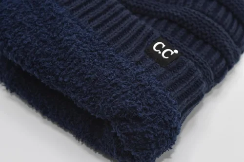 Vista 42 de C.C Winter Oversized Beanie Hat with Fuzzy Lining – Thick Knit Thermal Beanie for Cold Weather, Soft Warm Fleece Lined Cap