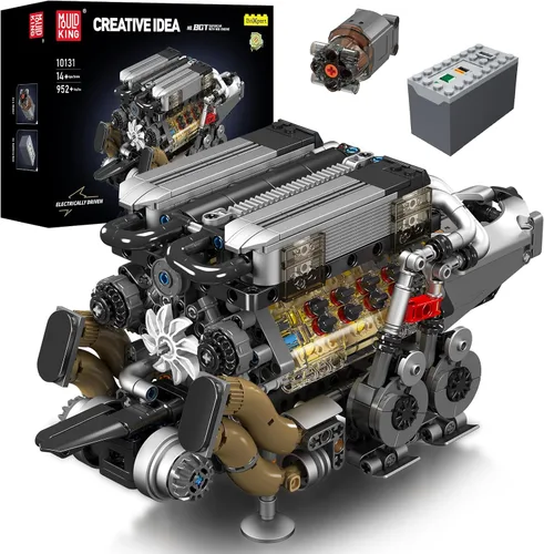 Vista 8 de Mould King 10087 MOC Technique (L4) Kit de bloques de construcción de motor de gasolina serie cuatro cilindros, kit de bloques de abrazadera