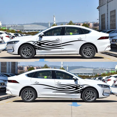 Vista 2 de Calcomanías autoadhesivas para carrocería de automóvil, calcomanías autoadhesivas a rayas para automóviles, SUV, camionetas y camiones, paquete de 2