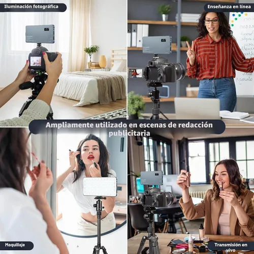 Vista 7 de ENEGON Luz de vídeo LED recargable de montaje bicolor de 4000mAh con mini panel para cámaras DSLR profesionales Iluminación para foto y video