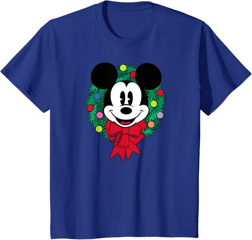 Vista 11 de Amazon Essentials Camiseta navideña festiva de Mickey Mouse para hombre, color azul, talla S Blanco