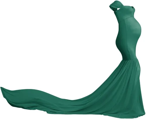 Vista 5 de Vestido de maternidad con hombros descubiertos para mujer, vestido de gasa de sirena, maxi vestido de fotografía para sesión de fotos, baby shower