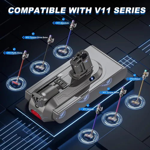 Vista 10 de Reemplazo de batería V11 de 8000 mAh compatible con Dyson V15 Botón Click in Installation Style Battery V11