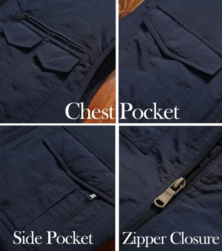 Vista 5 de Msmsse Chaleco acolchado de invierno para hombre, chaleco acolchado con cuello alto, chaleco acolchado cálido