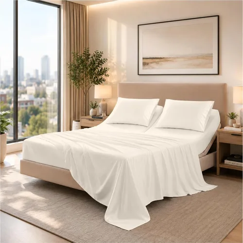 Vista 46 de SGI bedding Sábana Queen de 28 pulgadas con cabecera flexible y parte superior dividida, 100% algodón egipcio - 600 número de hilos, sábanas de 01