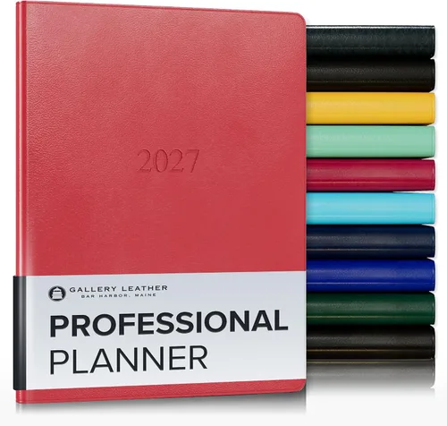 Vista 32 de Gallery Leather Professional Weekly Monthly Planner 2027, Elegantly Bound Calendar Planner and Notebook with Stylish Gold-Gilded Page Edges, 12