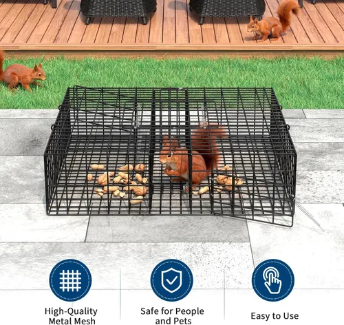Vista 2 de 24" Squirrel Traps 4 Packs Square Small Live Animal Trap Cage Easy Hunting & Release with Carrying Handle Sensitive Trigger for Chipmunks Field