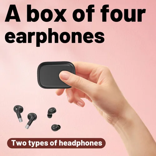 Vista 3 de Mini auriculares invisibles inalámbricos Bluetooth auriculares 2 en 1 Negro