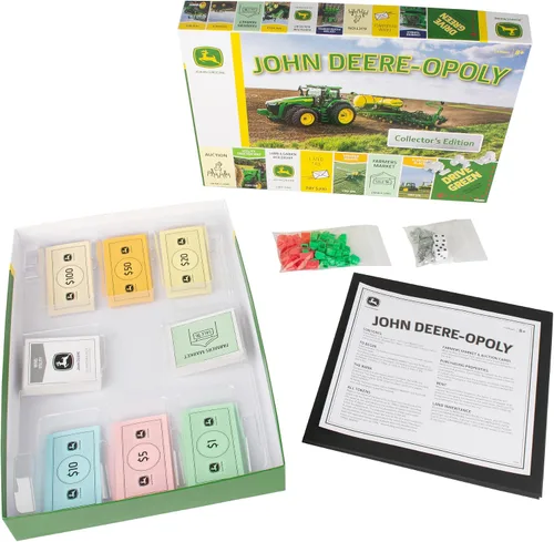 Vista 2 de TOMY John Deere-opoly - Juego de mesa para niños, juegos de agricultura cooperativa para niños, juegos de mesa clásicos para la noche