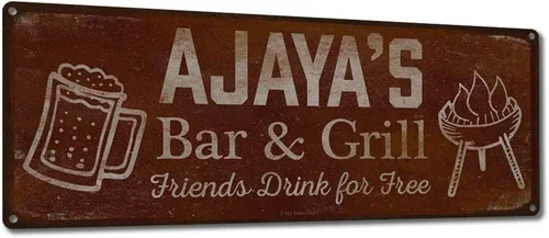 Vista 70 de Adam's Bar and Grill Friends Drink for Free, cartel de aluminio de 5.75 x 15.5 pulgadas, accesorios personalizados para bar y decoración de pared