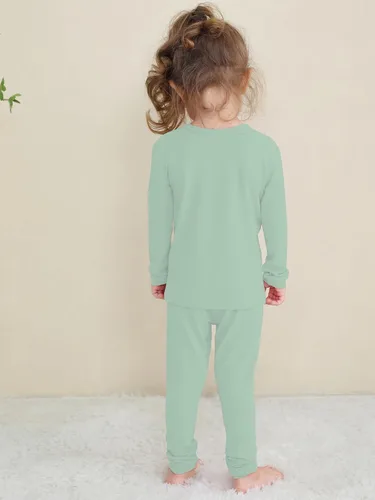 Vista 49 de GUISBY Conjunto de pijama de rayón de bambú para niños y niñas, ajuste cómodo, para uso diario, conjunto de pijama de 2 piezas