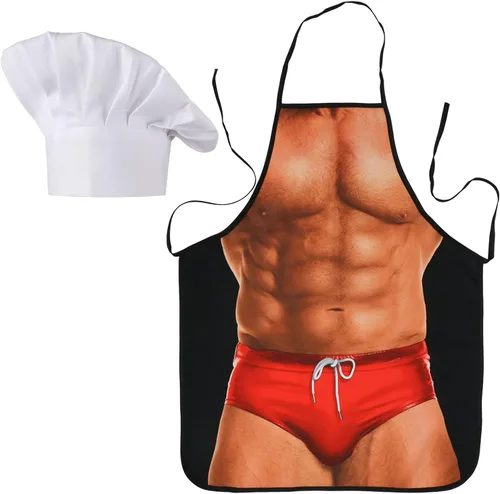 Vista 2 de Landisun Apron Kitchen Chef Cooking Gag Gift Creative Funny Grilling Baking