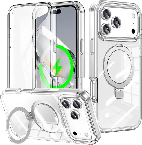 Vista 23 de Funda de cuerpo completo a prueba de golpes para iPhone 13 Pro con soporte magnético invisible [compatible con MagSafe] protector de pantalla