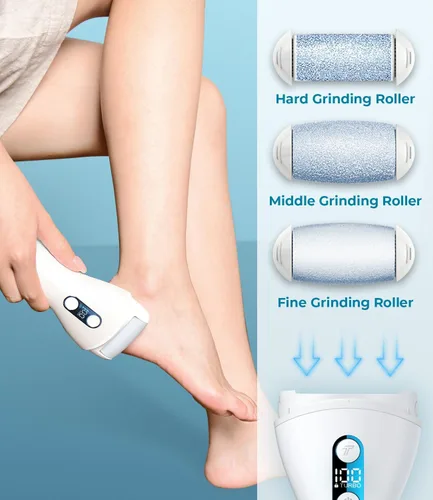 Vista 3 de Removedor de callos de pies para pies, herramienta de pedicura recargable IPX7 impermeable para pies, 2 velocidades y limpiador electrónico Turbo