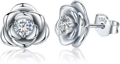 Vista 4 de Pendientes de tuerca de plata de ley chapados en oro, hipoalergénicos y sin níquel, regalo de joyería para mujeres y niñas