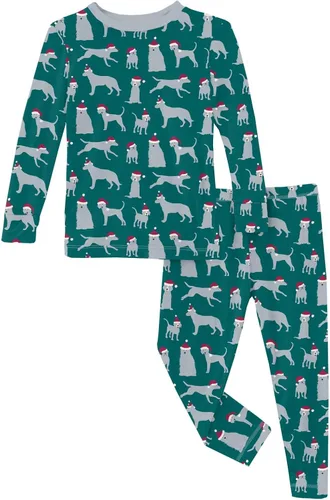 Vista 15 de KicKee Pants Conjunto de pijama de manga larga con estampado de piezas