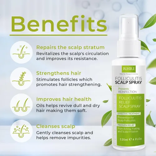 Vista 2 de Foliculitis Scalp Spray Tratamiento de la caspa para cuero cabelludo seco e irritado