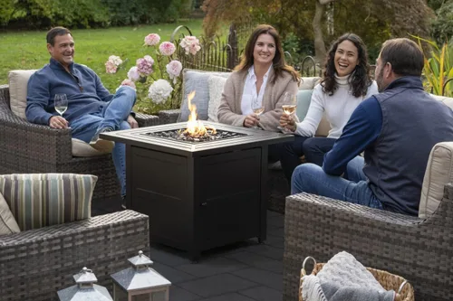 Vista 5 de Tazón de fuego Endless Summer LP a gas para exteriores, con repisa de chimenea de acero Incluye cristal de fuego negro y cubierta protectora