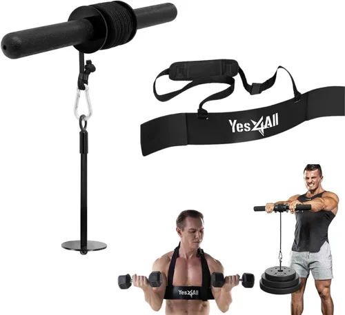 Vista 7 de Yes4All Pistola de muñeca y antebrazo, desarrolla una fuerza de agarre masiva y músculos con rodillo de muñeca de acero y rodillo de antebrazo, A.