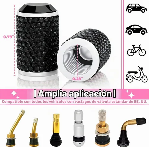 Vista 3 de BFXM 4 piezas de tapas de válvula de neumático de coche, tapa de aire de neumático para coche, cubiertas de vástago universales, tapa de presión