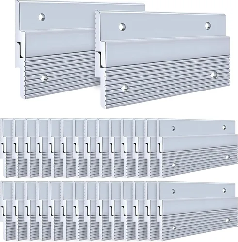 Vista 13 de Apragaz Tacos franceses, colgador de fotos y espejos resistentes con tornillos, mantiene el nivel, aluminio, soporta 30 libras por par, 2 pulgadas