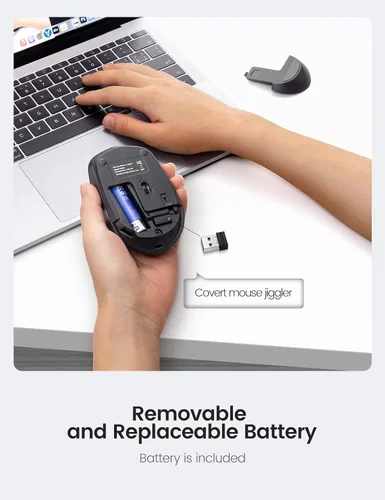 Vista 6 de EAXBUX Covert Mouse Jigger, ratón 2 en 1 con jiggler, motor de mouse indetectable con interruptor de encendido/apagado, sin unidad, simular