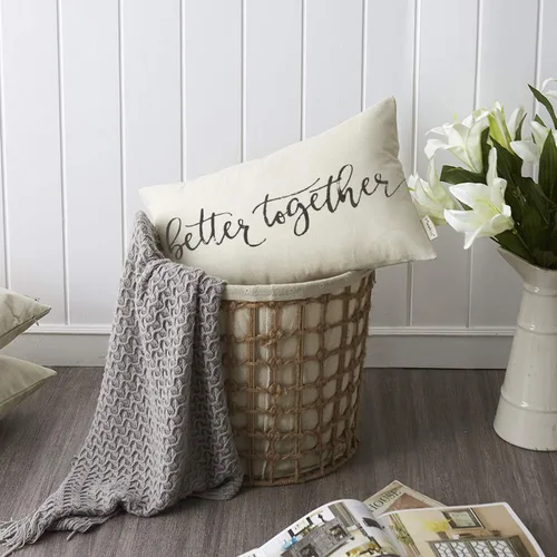 Vista 3 de Meekio Fundas de almohada de granja con frase "Better Together" de 12 x 20 pulgadas, decoración rústica de granja, fundas de almohada lumbar