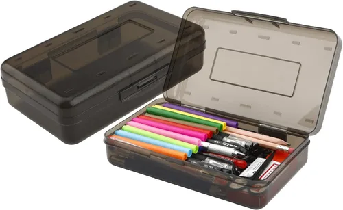Vista 13 de Estuche para lápices, caja para lápices, estuche transparente para lápices, paquete de 3 estuches de plástico para lápices, estuche para lápices