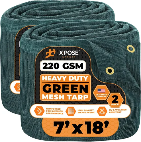 Vista 48 de Xpose Safety Lona de malla resistente, 4 x 10 pies, cubierta protectora negra multiusos con flujo de aire, uso para amarres, sombra, vallas, toldos
