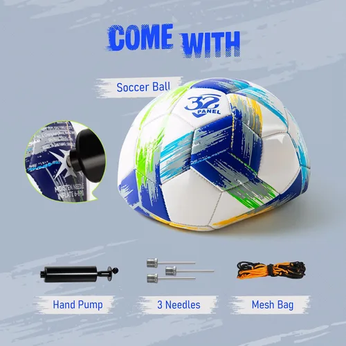 Vista 3 de Balón de Fútbol Tamaño 5 Tamaño 4 con Bomba Desinflada, Diseño Multicolor Vibrante, Brillante Tri-Color para Entrenamiento en Interiores/Exteriores