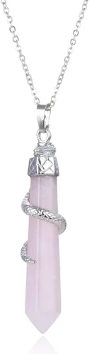 Vista 3 de 1 collar con colgante de bala de piedra preciosa natural, piedra de cristal curativo, cuarzo, reiki, chakra, energía de roca de 18 pulgadas, joyería