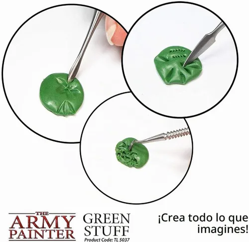 Vista 6 de Green Stuff": Kneadatite (masilla para esculpir). Army Painter Mouldable Model Putty Modelling Compound for Miniatures, Easy-to-Knead Green Putty