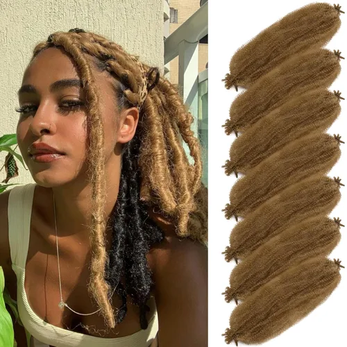 Vista 51 de Cabello para Trenzas Marley Twist de 10 pulgadas Negro 3 Paquetes Cabello Afro Twist Elástico Preseparado para Locs Suaves Cabello Spring Twist