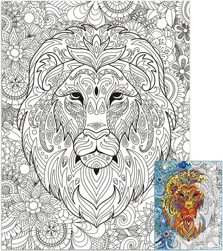 Vista 7 de Pósteres Gigantes de Elefante para Colorear para Niños y Adultos, Póster de Elefante para Colorear de 39.37×51.96 Pulgadas, Pósteres de Mandalas