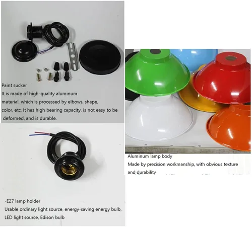 Vista 6 de Lámpara colgante amarilla estilo simple iluminación colgante en diseño colorido elegante pantalla de lámpara, accesorios industriales modernos