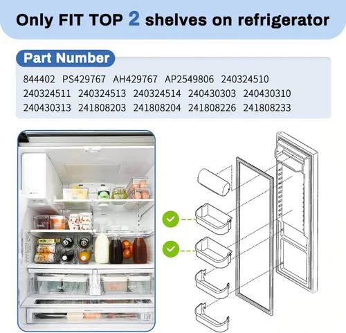 Vista 4 de 240324502 Estante para puerta de refrigerador, paquete de 2, compatible con frigidaire kenmore electrolux, PS429767, AP2549806, LFSS2312TF0